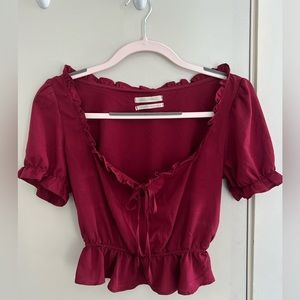 Urban Outfitters Red Tie Blouse